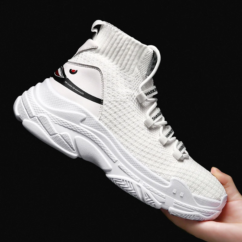 Кроссовки-носки женские Нескользящие из ткани на толстой подошве увеличивающие