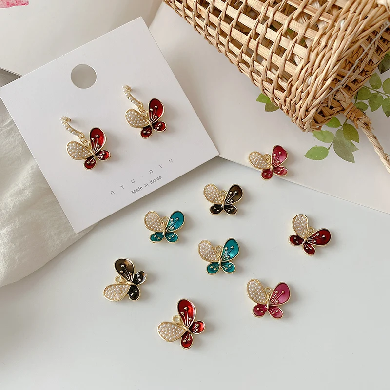 

Pearl butterfly drop oil pendant diy hand-crafted earring earrings earring earring accessories accessories homemade materials