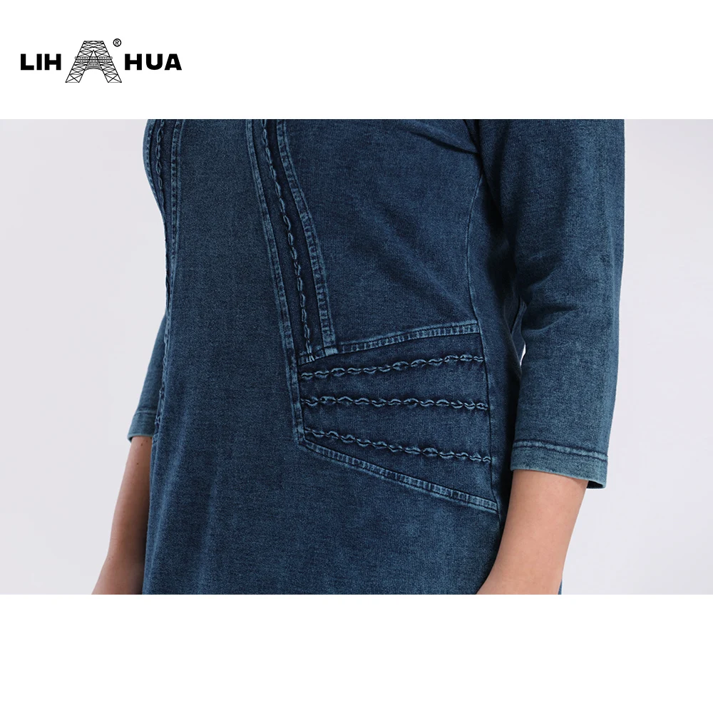 Женское джинсовое платье LIH HUA облегающее из стрейча премиум-размера плюс