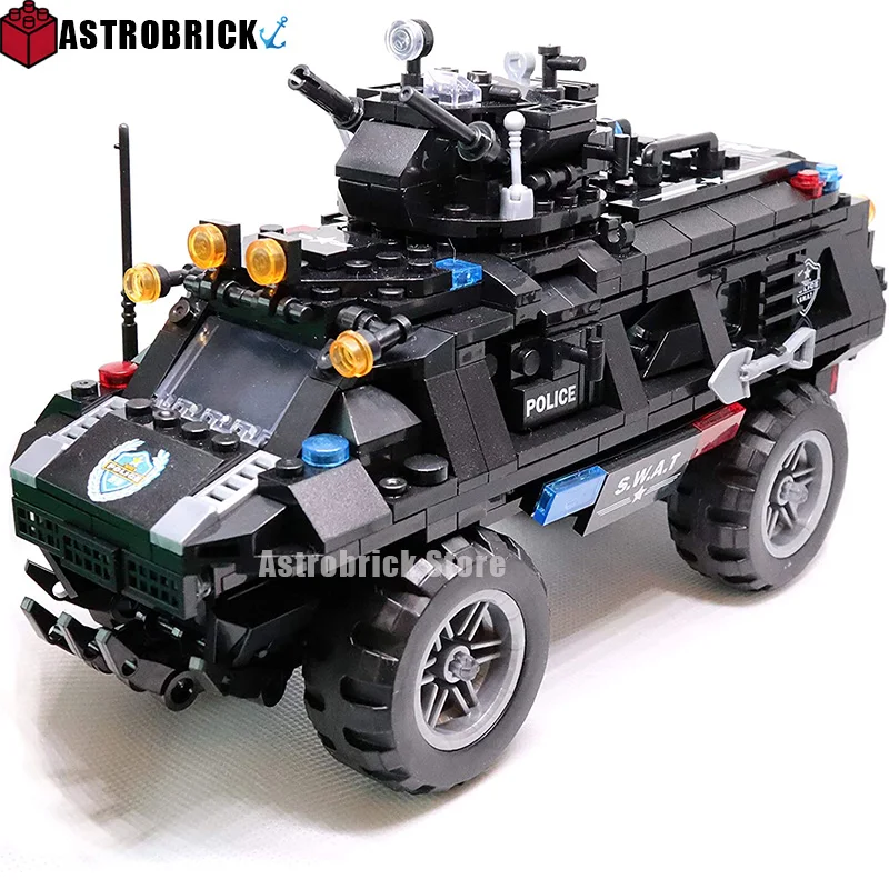 

Полиции Swat грузовик внедорожник кирпичи бронированный тактический транспорта строительные блоки для автомобилей 3D модели игрушки для дет...