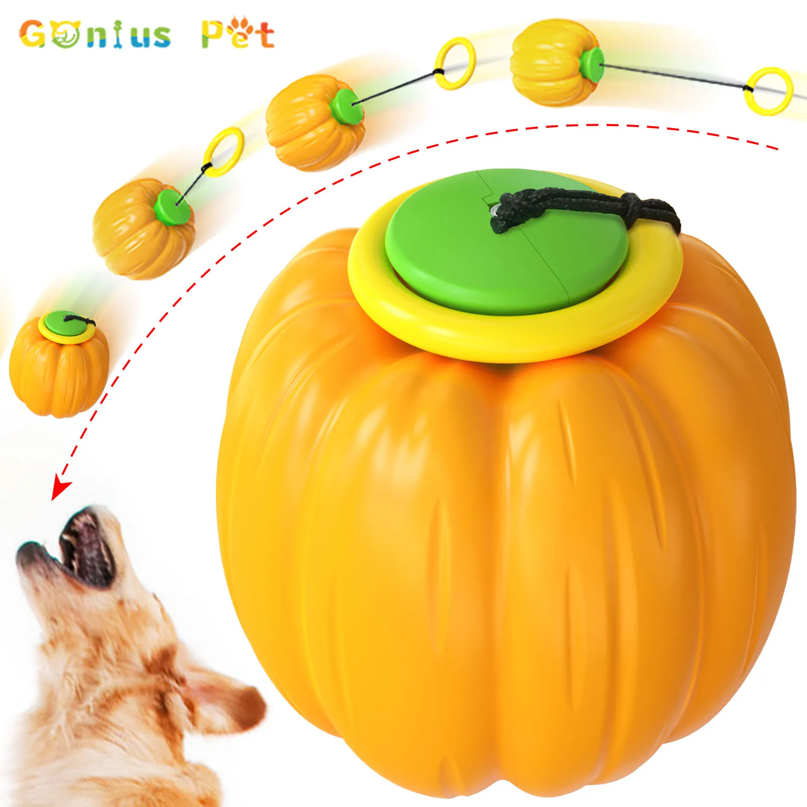 

Dog Chew Toys Pumpkin Ball Halloween Decorative Ring Telescopic Drawstring Ball Molar Teeth Toothbrush Interactive Dogs Supplies