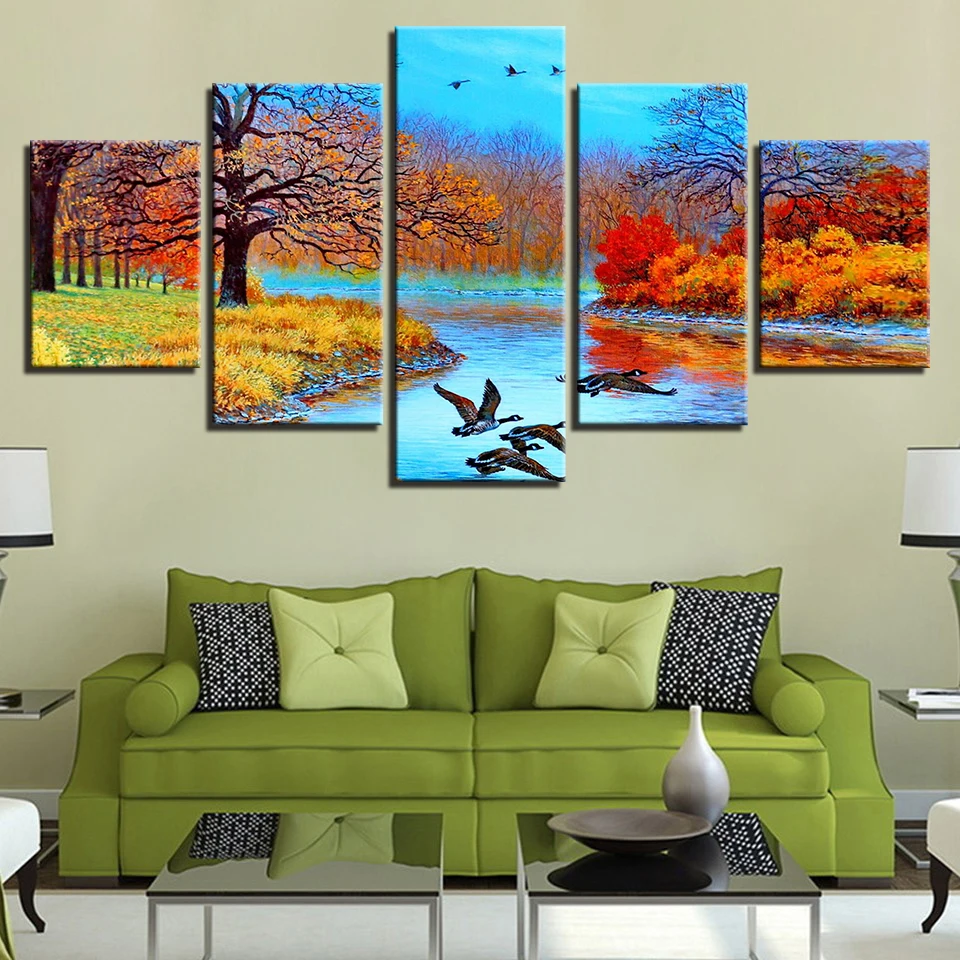 

Canvas Painting HD Prints Home Decoration 5 Pieces Forest Landscape Wall Art Modular Tree Pictures Living Room Artwork Poster