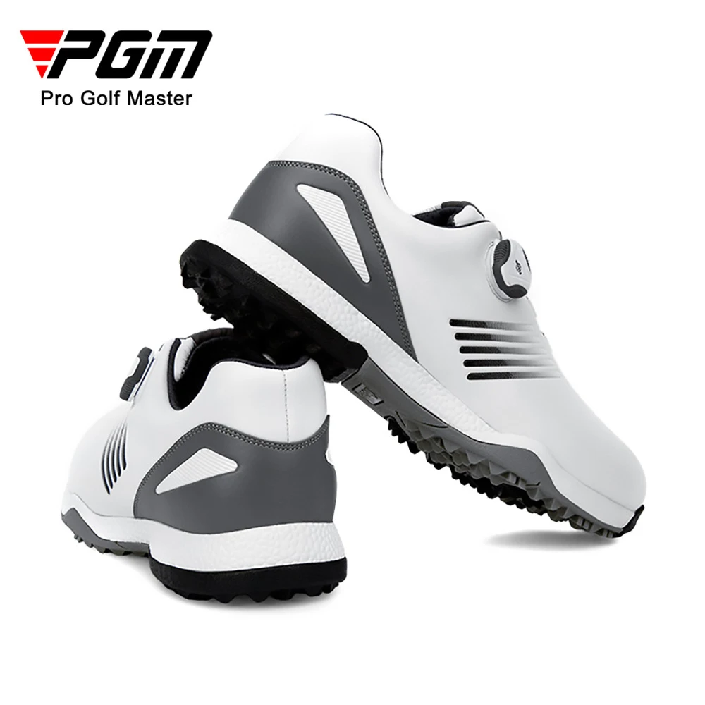 PGM Golf Shoes Comfortable Breathable Knob Buckle Golf Men'S Shoes Waterproof Genuine Leather Sneakers Spikes Nail Non-Slip