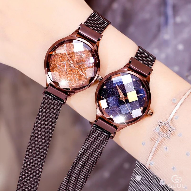 Часы наручные женские кварцевые со стразами модные повседневные люксовые с