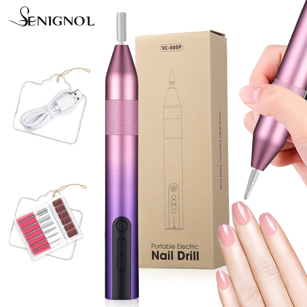 

SENIGNOL Portable Electric Manicure Machine Cordless Rechargeable Nail Drill for Manicure Pedicure Nail File Kit Nail Salon Tool