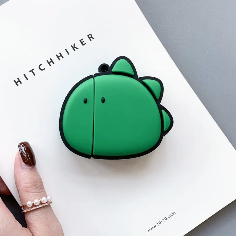 Коричневый Мультфильм милый маленький динозавр 3D наушники протектор для airpods 2 Чехол для Apple беспроводной Bluetooth гарнитура протектор - Цвет: Коричневый