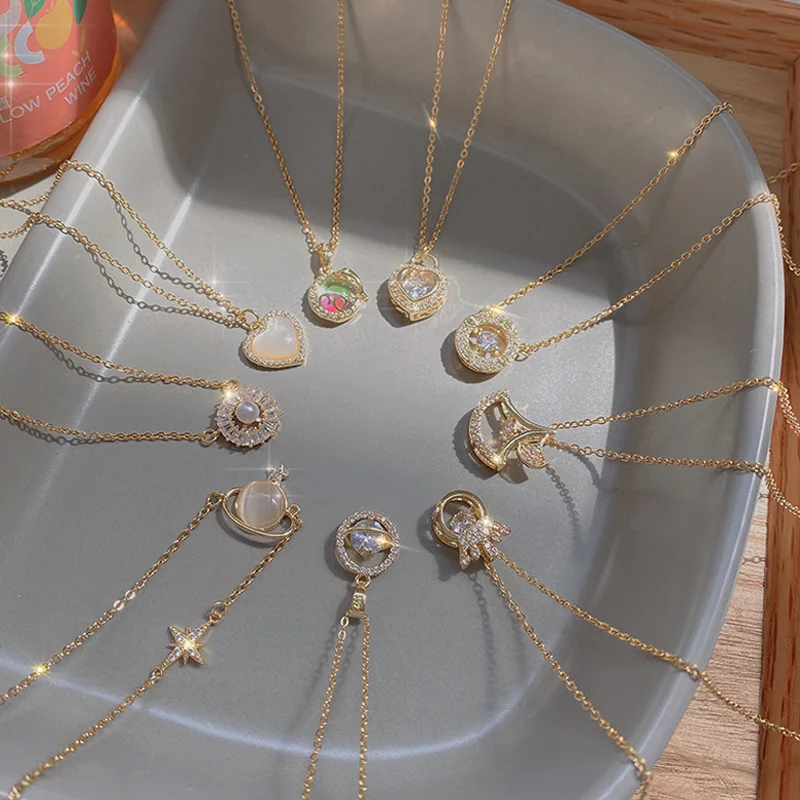 

Vintage Titanium Steel Necklace Shell Pearl Pendant Ins Style Wild Clavicle Chain Fashion Women Jewelry Gift for Lover Wholesale