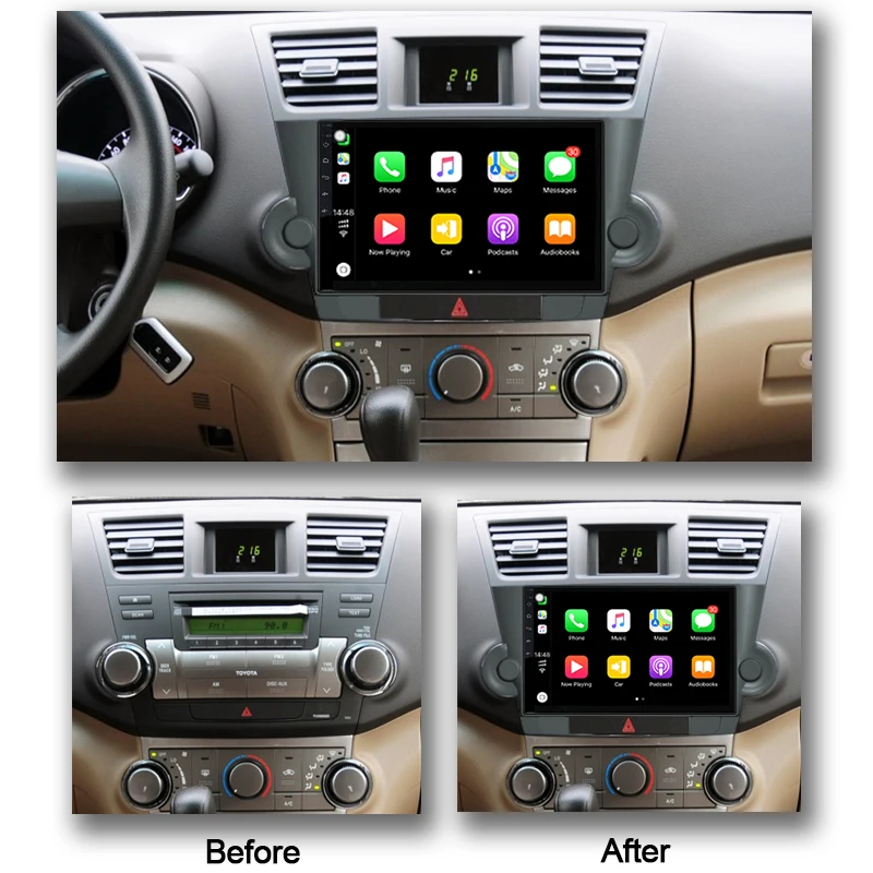 COHO для TOYOTA Highlander 2011 2014 Android 10 0 Восьмиядерный 6 + 128G GPS стерео автомобильное радио