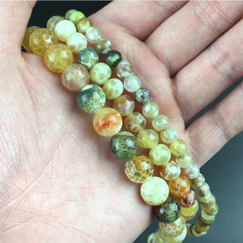 Коричневые Желтые огненные Агаты Оникс Камень Бисер Круглые бусины россыпью для