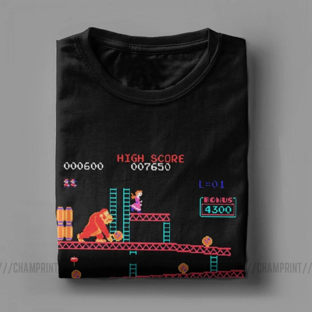 Мужские футболки в стиле аркадной игры Donkey Kong винтажные из чистого хлопка с