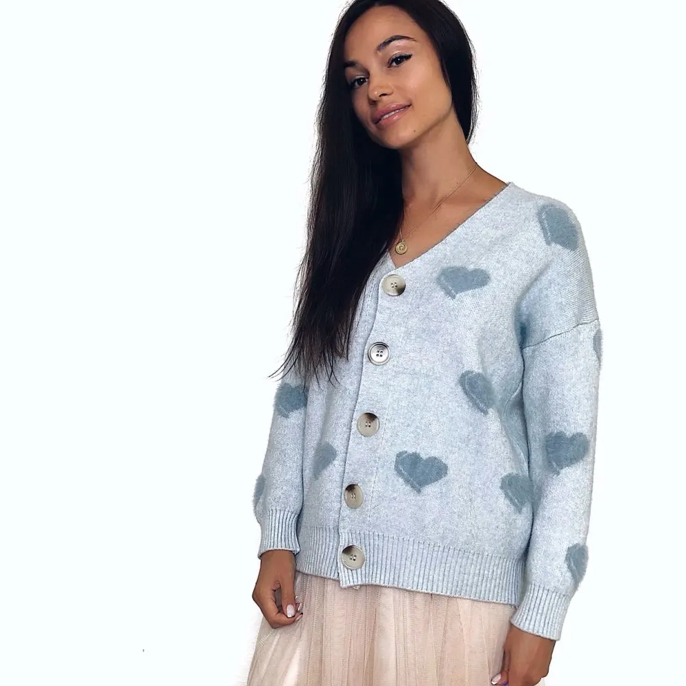 Hirsionsan Cashmere Sweater Women Autumn Winter Knitted Cardigans Kawaii Heart Loose Clothes Oversized Soft Warm Pull Femme