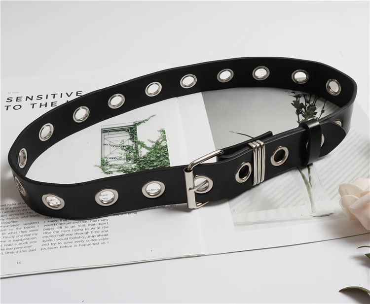 

2019 Punk Chain Buckle Waist Belts For Women Cow Leather Hip Hop DOuble Chain Hollow Out Waist Band Street Jean Pant Strap Belts