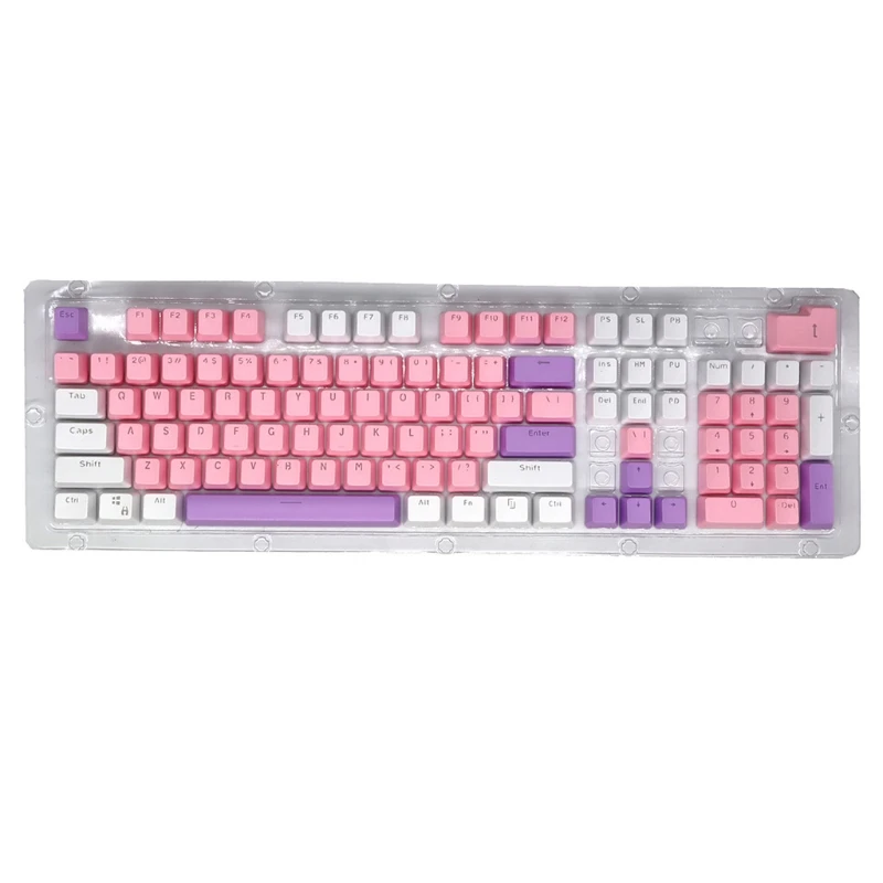 

24BB PBT Keycap OEM Height 3 Color Combinations (Pink/Purple/White), Suitable for Mechanical Keyboard Installation MX Switch