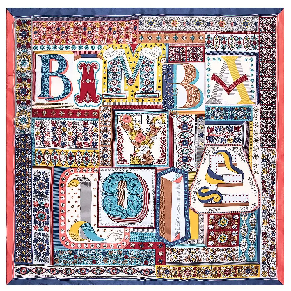 Роскошный брендовый дизайнерский зимний квадратный шарф 130 см саржевый шелковый