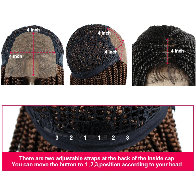 

30inch Synthetic Brown Box Braid Wigs Braided Lace Front Hair for Black Women Pro Lace Box Braids Wig with Baby Hair Middle Part