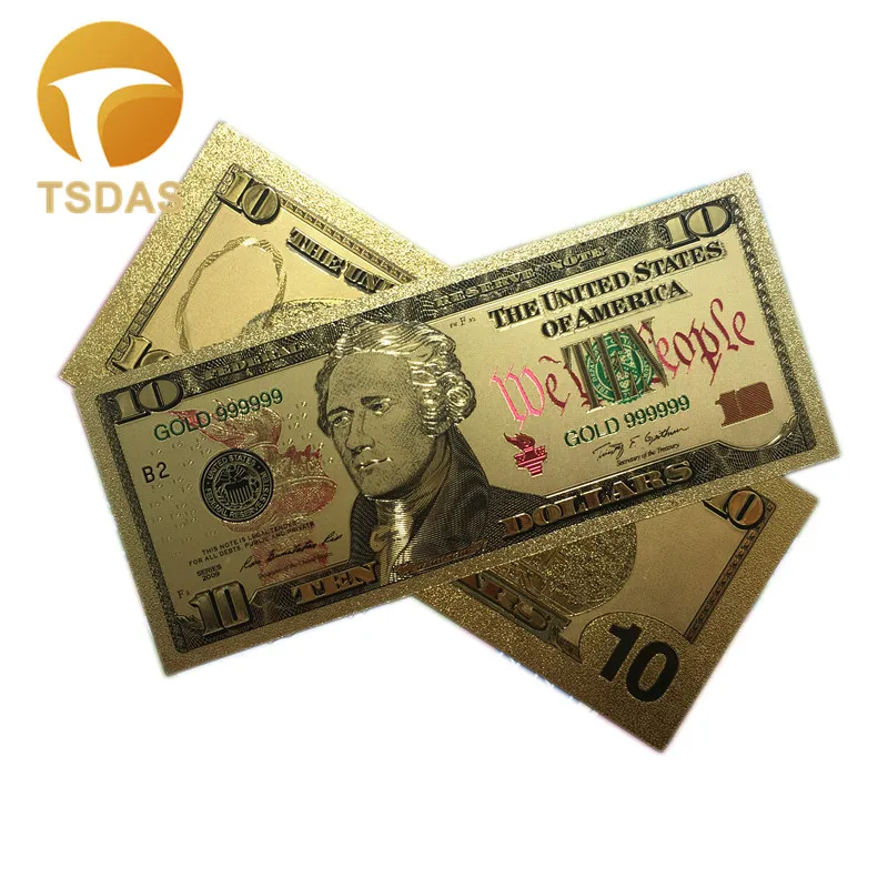Бесплатная доставка 1 шт. доллар золотая банкнота США 24k позолоченные банкноты