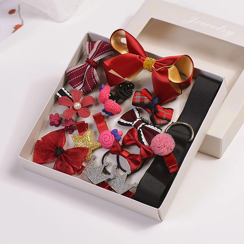 Детские заколки для волос 17 шт. детское платье с бантом цветочный мотив комплект