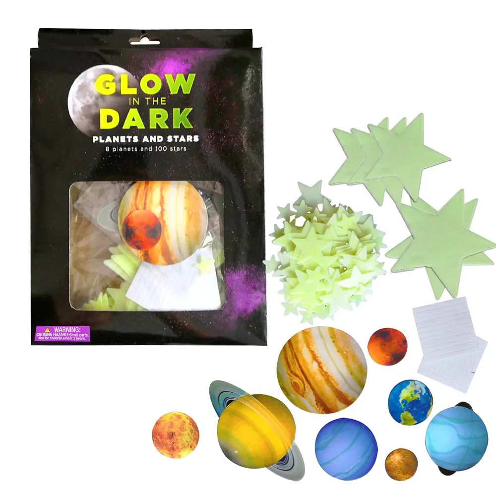 

Glow in the Dark Toys Luminous Star Planet Bedroom Fluorescent Painting Toy PVC Stickers for Kids Room Christmas Party
