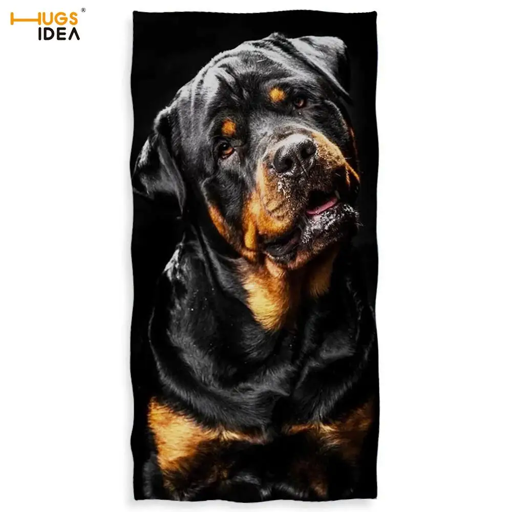 HUGSIDEA Большое пляжное полотенце с принтом ротвейлера для взрослых и детей одеяло