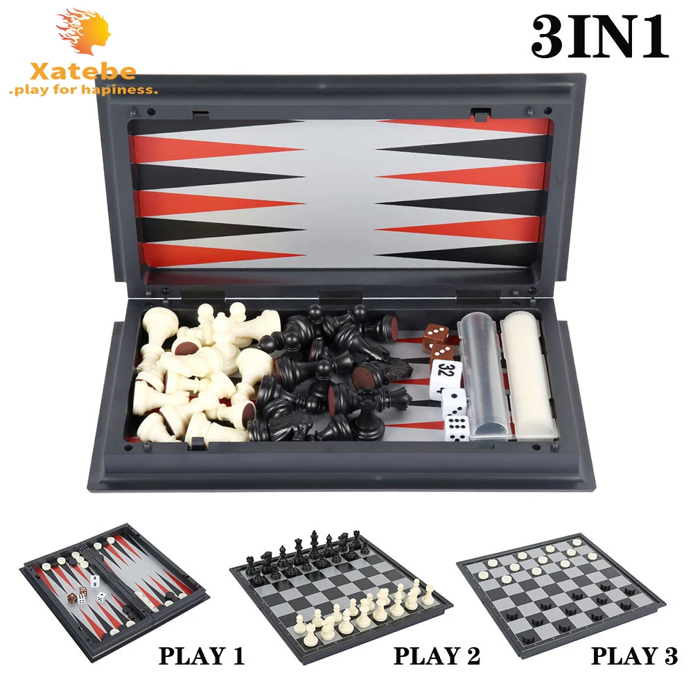 

Магнитные шахматы 3 в 1, набор шашек, складные шахматы, портативная Международная Шахматная настольная игра для детей