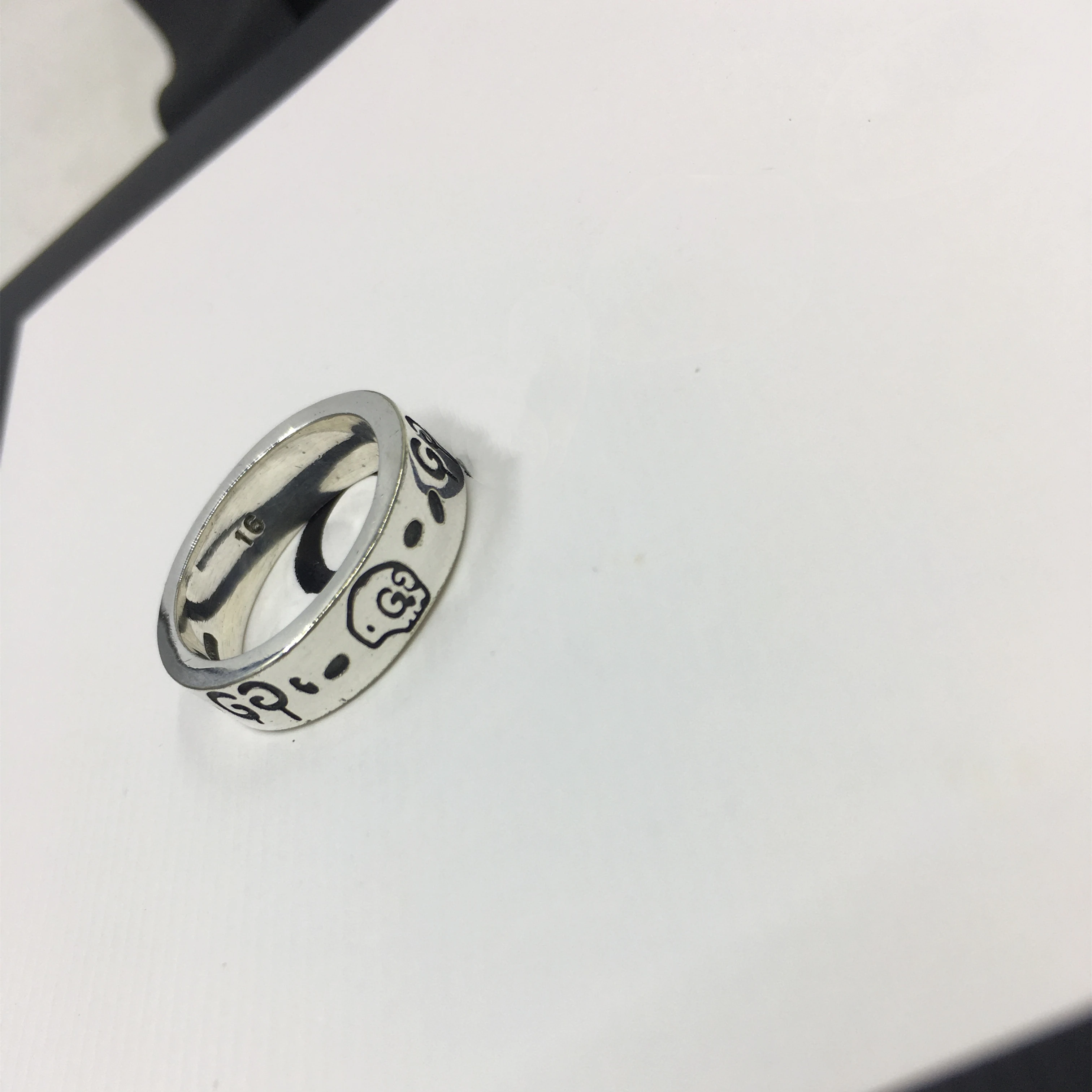 

1:1 Men's and women's sterling silver ghost series medium ring, brand couple holiday gifts, fashion fine jewelry