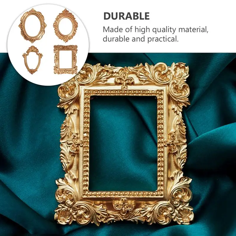 

1 Set 4 Pcs Photo Props Retro Photo Frames Photography Accessory (Golden)