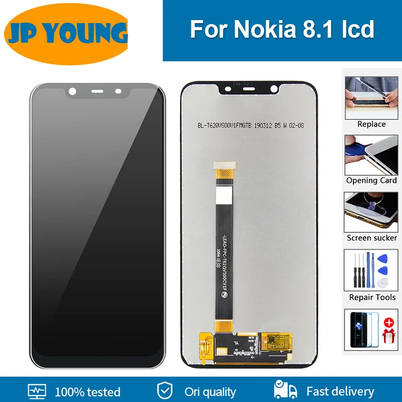

6,18 "Оригинальный ЖК-дисплей для Nokia 8,1 TA-1119 TA-1121 TA-1128 TA-1131, ЖК-дисплей с сенсорным экраном и дигитайзером в сборе для Nokia X7 LCD