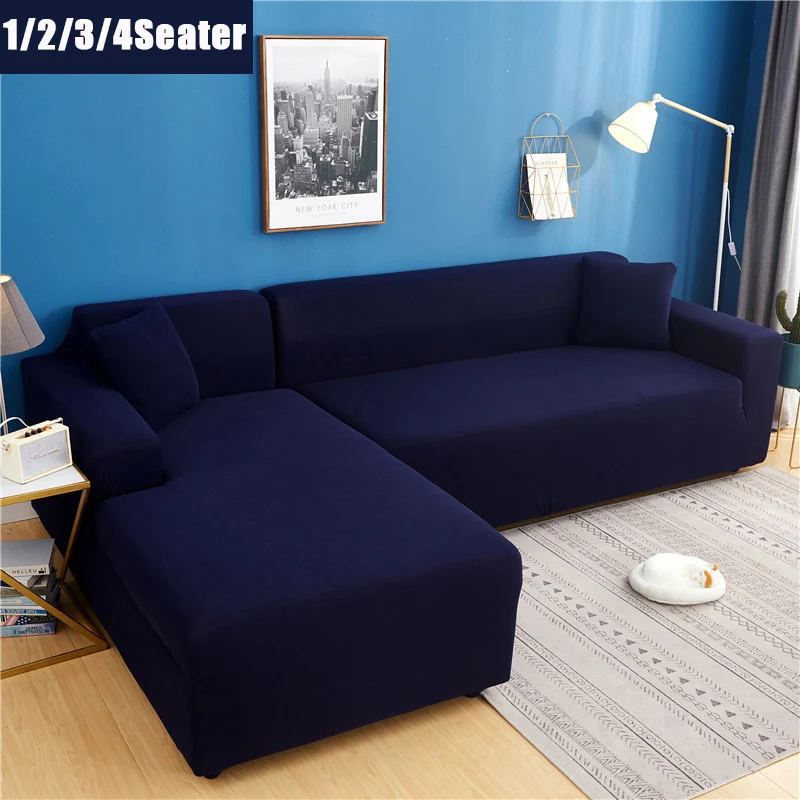 

Solid Stretch Elastic Sofa Cover Detachable Fully Wrapped Slipcover Sofa Covers for Living Room L-shaped Corner Couch of Sofa