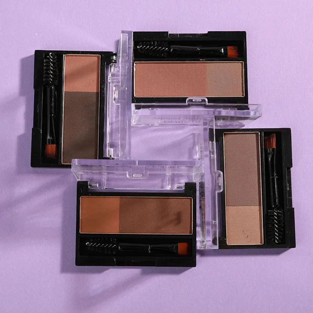 Двухцветная пудра для бровей с кисточкой водостойкий натуральный артефакт