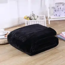 부드러운 솔리드 블랙 컬러 산호 플리스 담요, 따뜻한 소파 커버, 트윈 퀸 사이즈, 푹신한 플란넬 밍크 던지기, 격자 무늬 평면 담요