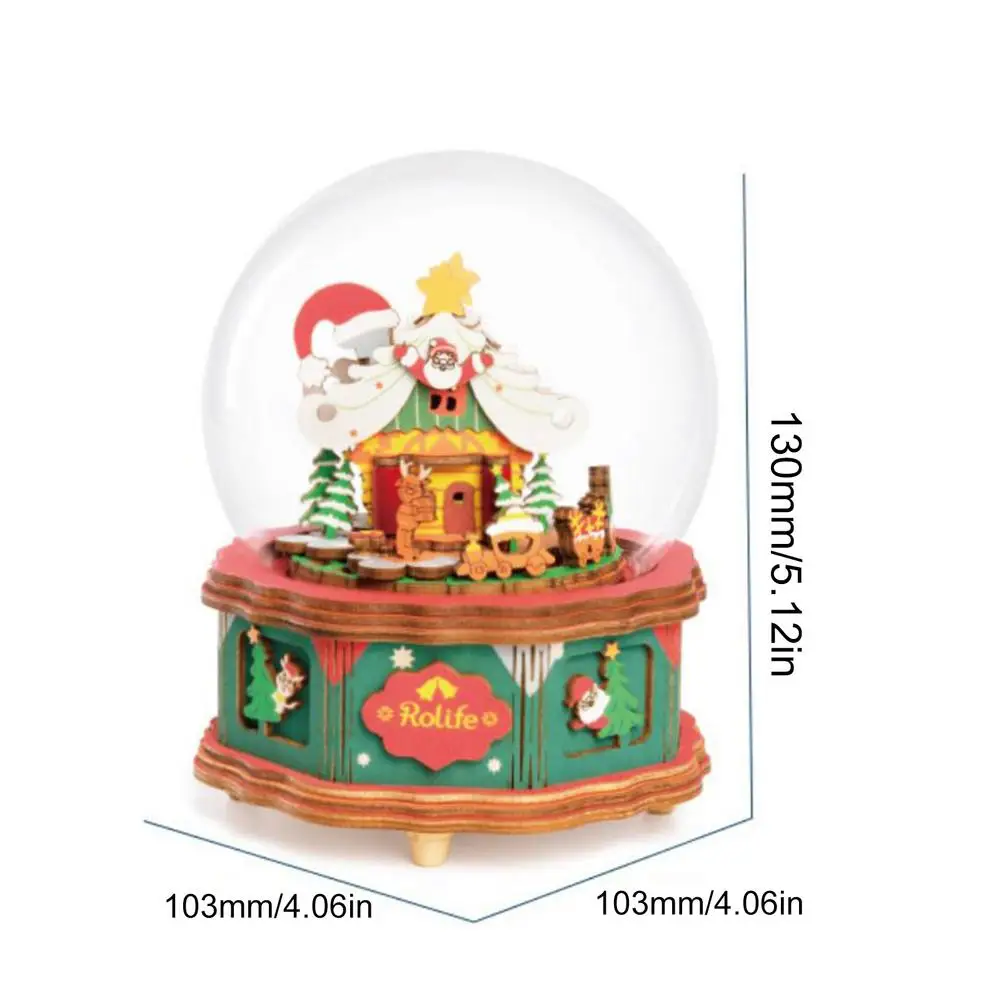 

Wooden Music Box Town Musical Snow Globe Home Decorations Toys For Children Christmas Birthday Gift Montessori Music Toy