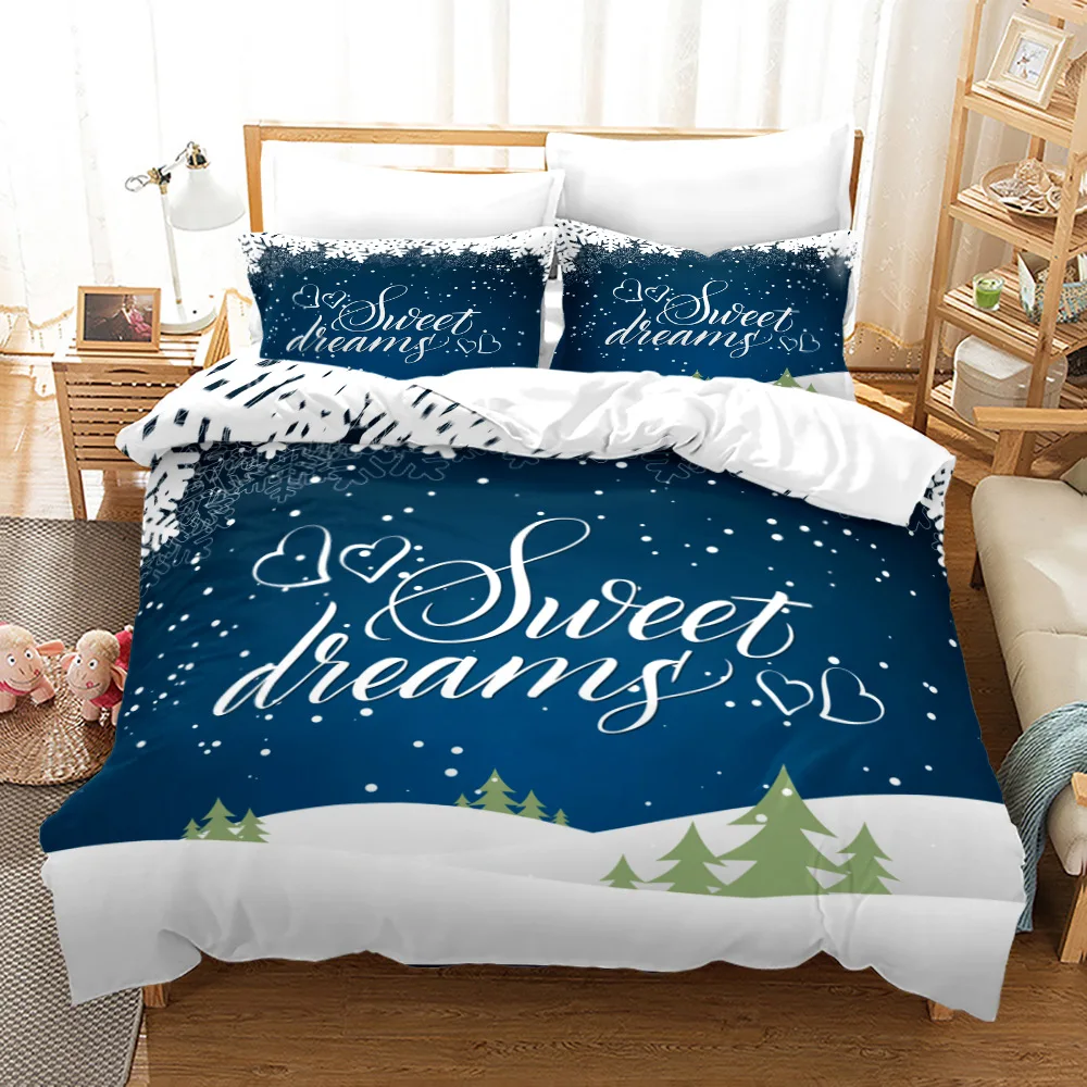 

Santa Claus Merry Christmas Bedding Set Bedroom Decor Gifts Duvet Comforter Quilts Cover 2/3 Pieces Bedspread with Pillowcases