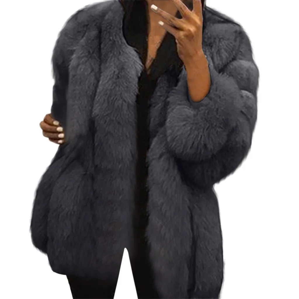 Fashion Faux Fur Coat Women Plus Size 5XL Short 6 Colors Winter Warm Jacket Long Sleeve Outerwear Elegant Jackets @30 | Женская одежда