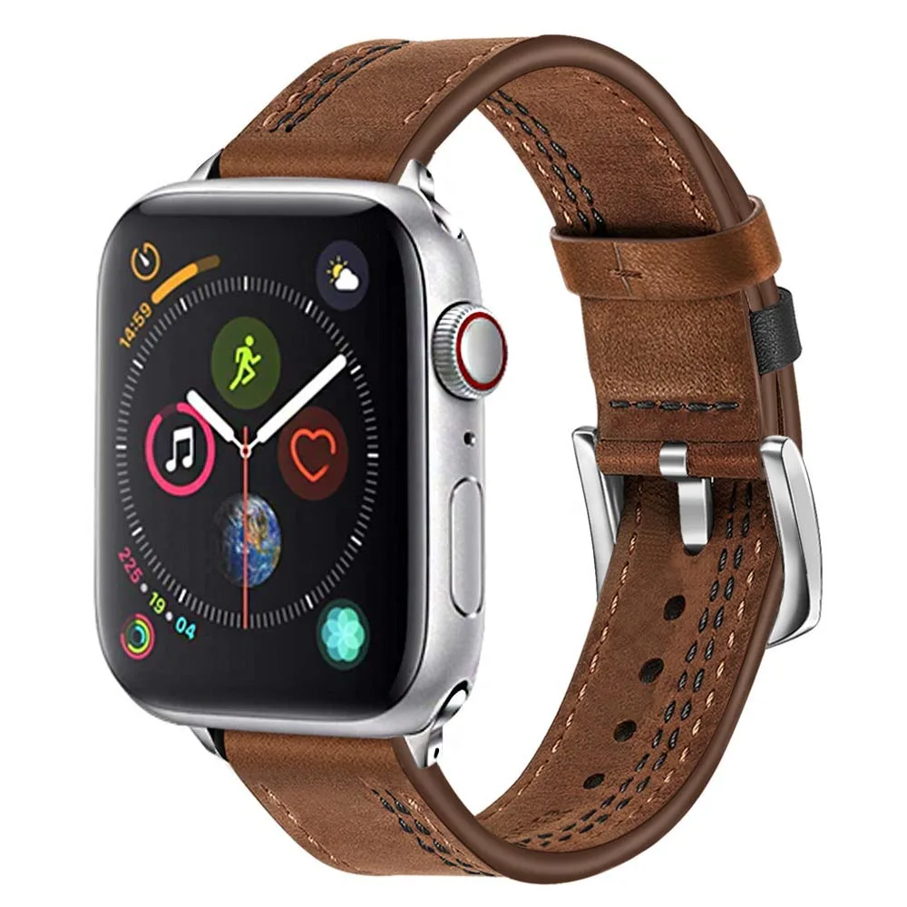 Уникальный ремешок из натуральной коровьей кожи для iWatch Apple Watch Series 5 4 3 2 1 38 мм 40 мм 42 мм 44 мм 316L сталь застежка ремешок