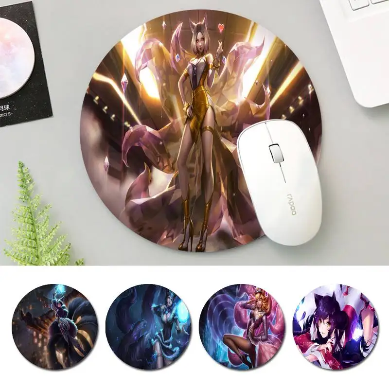 

Cartoon LOL Ahri Mouse Mat Round Pads Family Laptop Gamer Rubber Mouse Mat MousePad Desk Gaming Mousepad Cup Mat