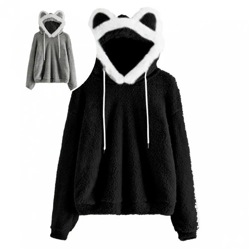 

Женская толстовка, свободная двухсторонняя бархатная однотонная плюшевая пушистая Толстовка с длинным рукавом, пушистая Толстовка для дом...