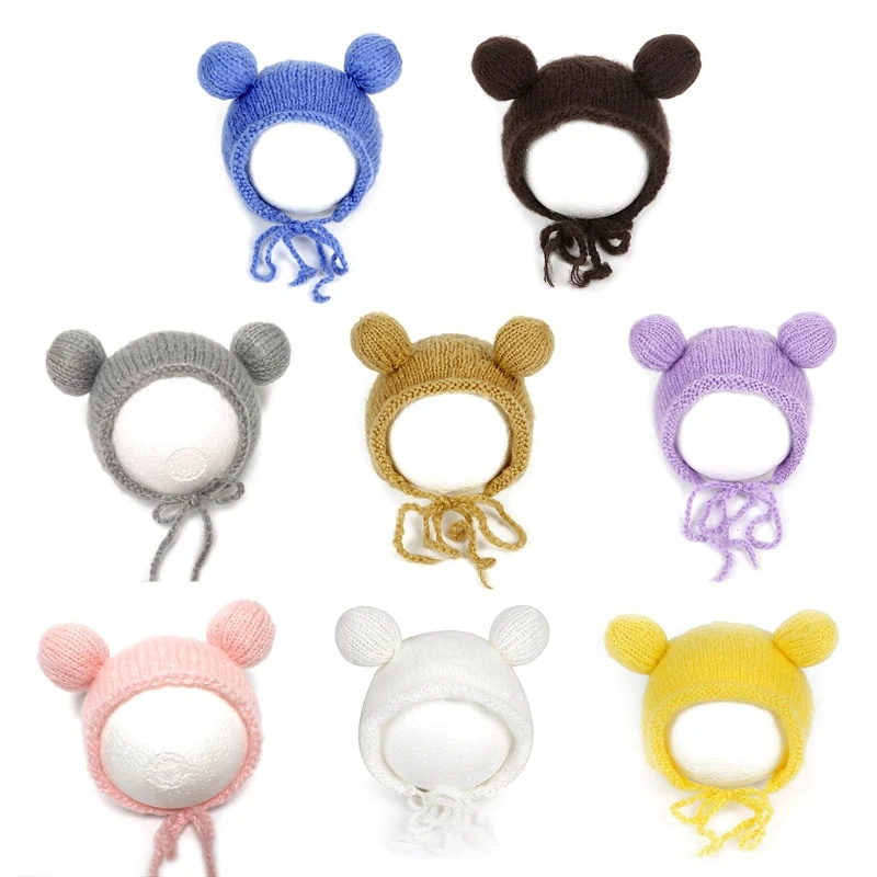 

Baby Cartoon Mohair Woven Hat Knitted Crochet Cap Newborn Infants Photo Shooting Photography Props