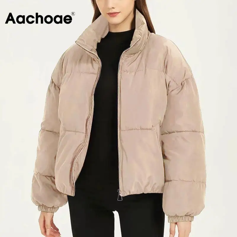 

Aachoae Women Fashion Solid Color Coats Casual Long Sleeve Zipper Fly Outerwear Autumn Winter Warm Chic Elegant Parka Coats