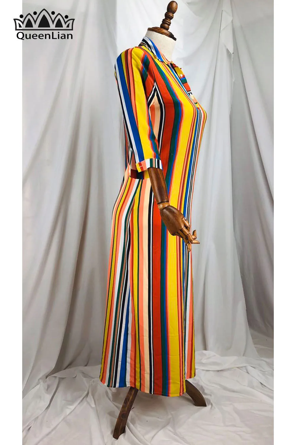 African Chiffon Loose Long Dashiki Traditional Party Dress with a Stylish Shirt Collar for Women image 4