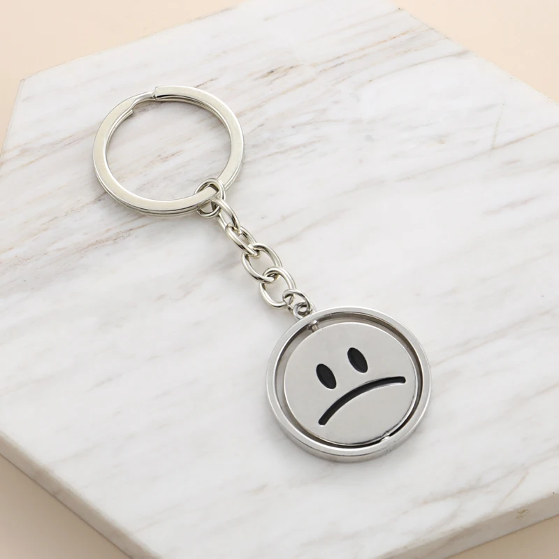 Новый дизайн брелок двусторонний для ключей цепочка с улыбкой и грустным лицом