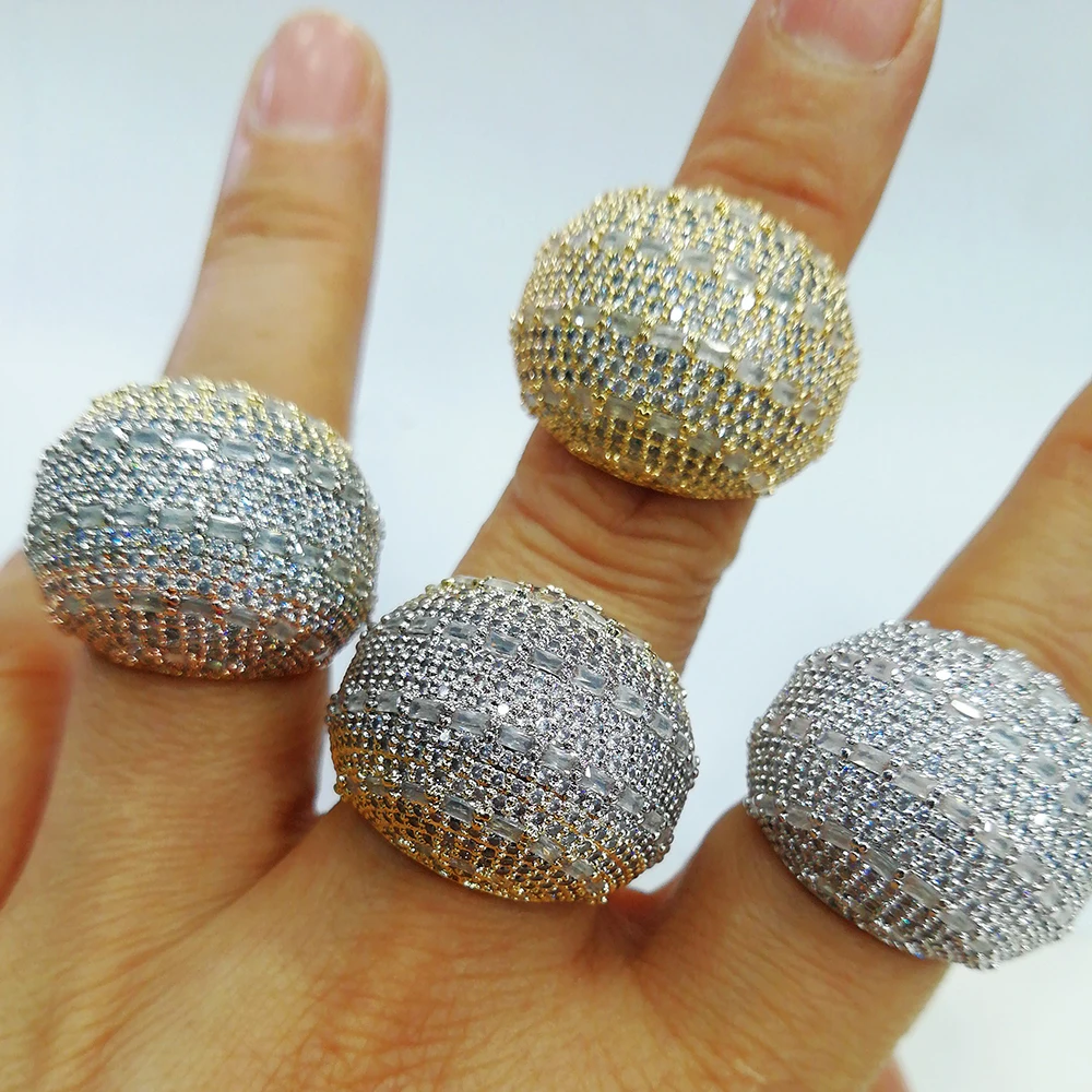 

missvikki Luxury Trendy Sparkly Big Ball Round Rings for Noble women Bridal Wedding Party Show Gift Jewelry High Quality New