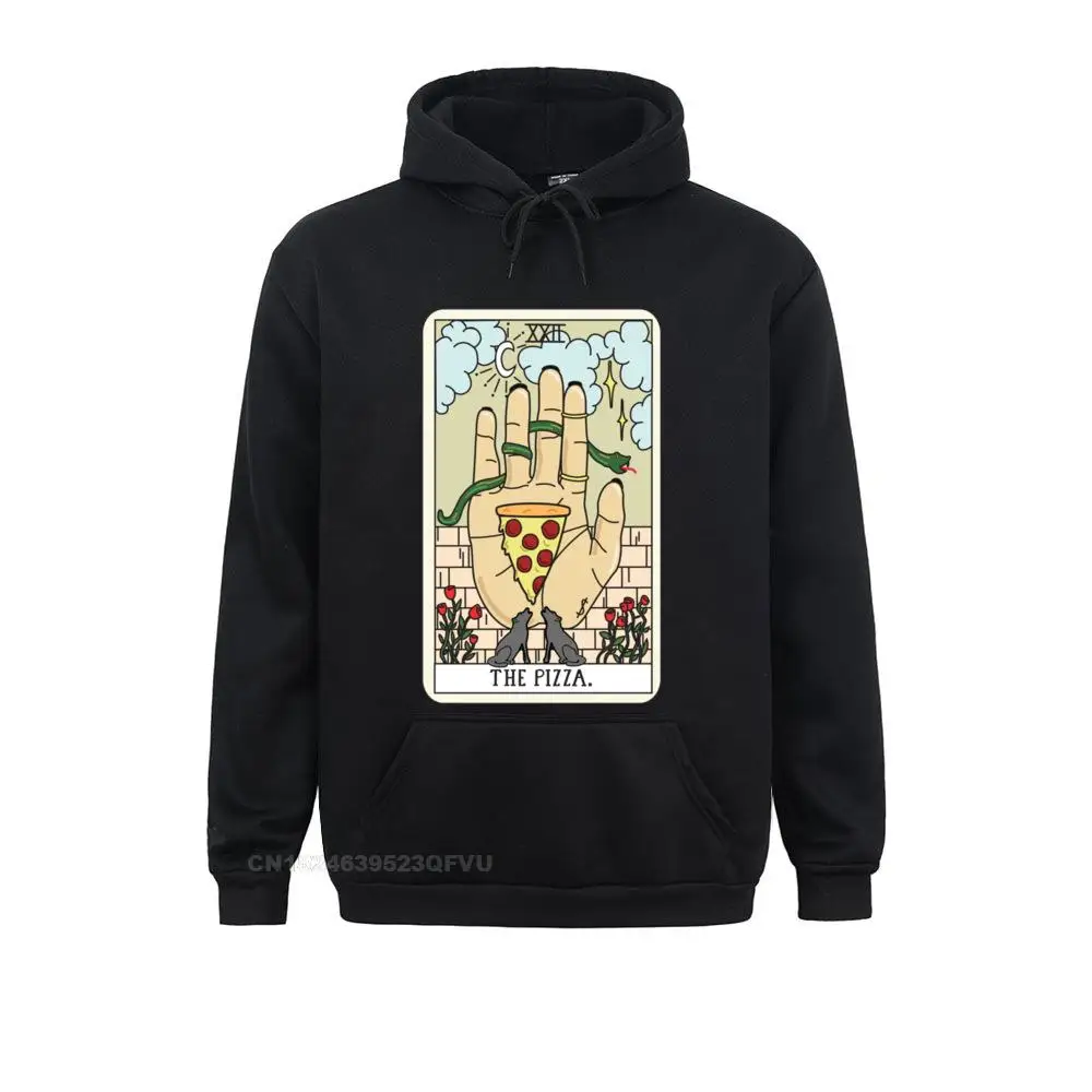 Pizza Reading Hoodie For Men Tarot Card Hand Mystical Moon Stars Awesome Cotton Sweater Printing Clothes