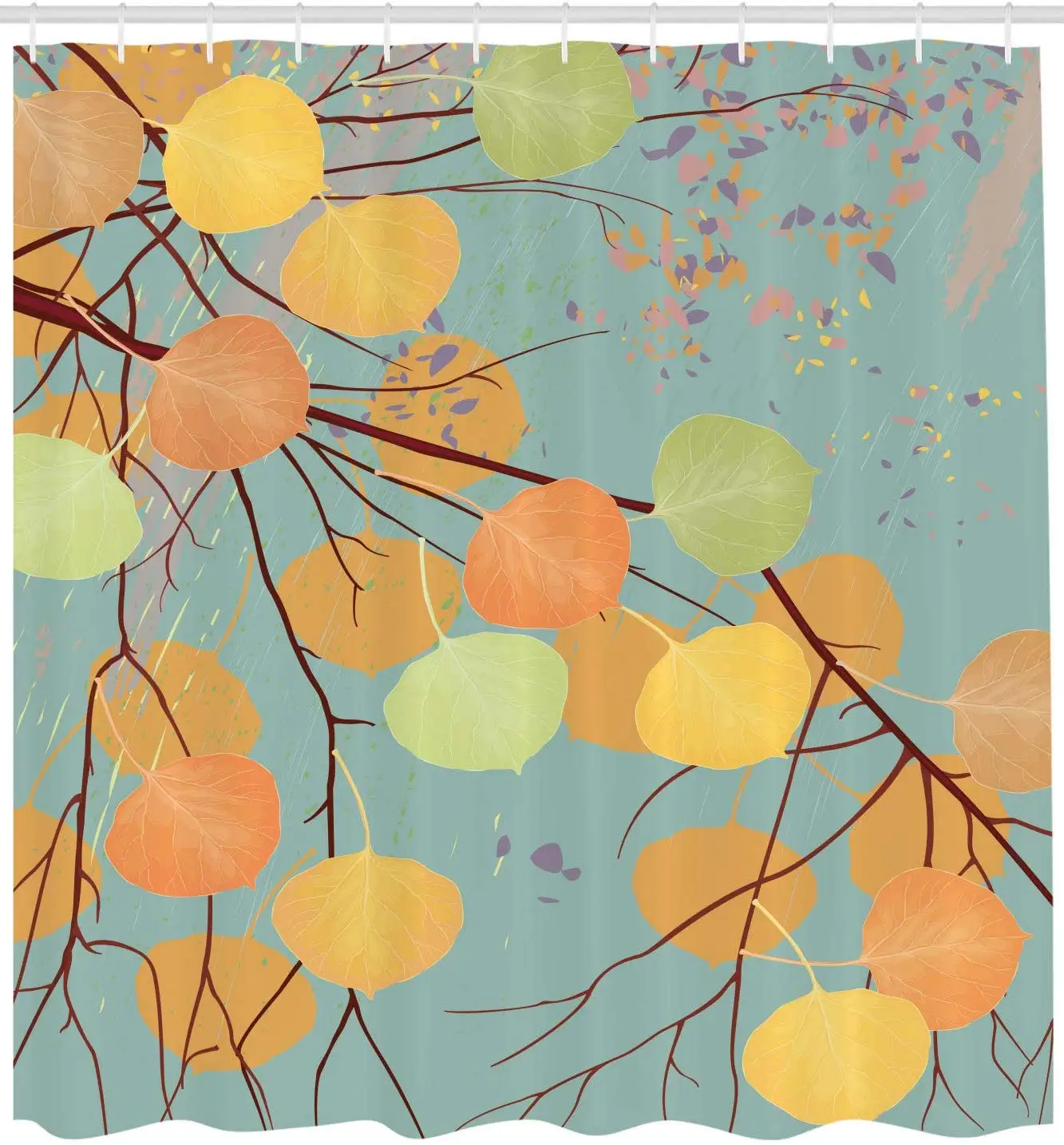 Осина дерево душ занавески ветви с осенними листьями сезонные вдохновления