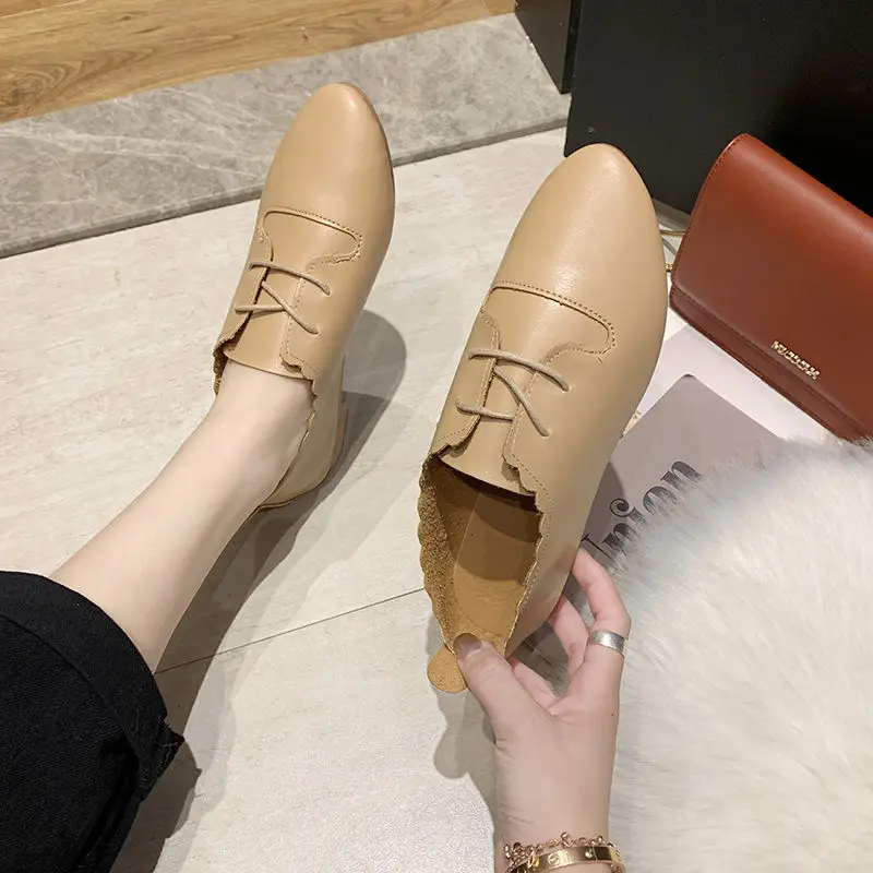 

Women Shoes Ballet Flats Loafers Casual Breathable Women Flats Slip On Fashion 2021 Leather Flats Shoes Women Low Shallow Mouth
