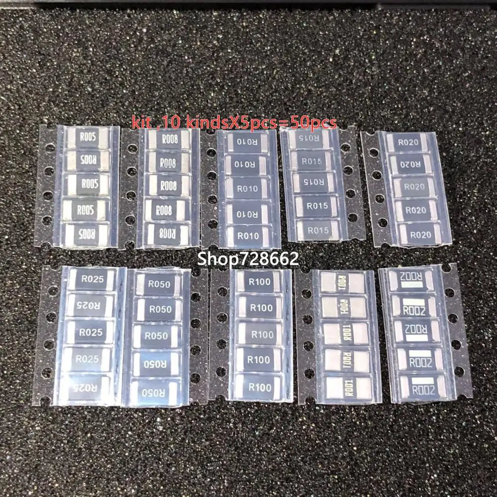 50 шт. сопротивления сплава 2512 SMD комплект образцов резистора 10 kindsX5pcs = R001 R002 R005 R008