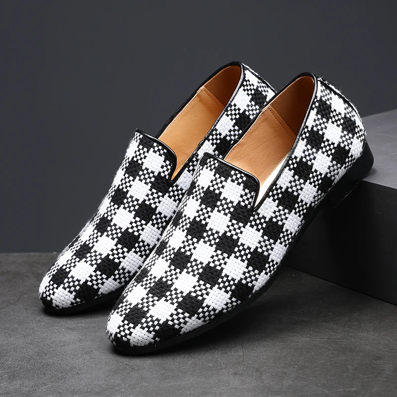 Туфли мужские кожаные без шнуровки модная классическая обувь для рождественской