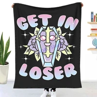 aesthetic funny get in loser coffin kawaii goth throw blanket sheets on the bed blankets on the sofa decorative lattice