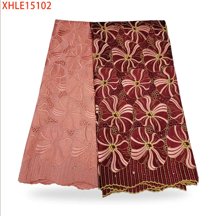 

African new style 100% cotton lace fabric 5 yards French DIY party dress wedding dress XHLFE15102
