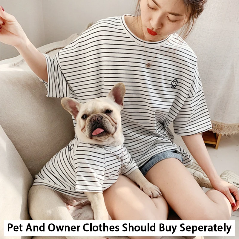 Black Pet комплекты одежды для небольших собак Французский бульдог в полоску рубашка для животных, собак Костюмы для домашних животных Ropa Perro Щенка Мопса наряд - Цвет: Black