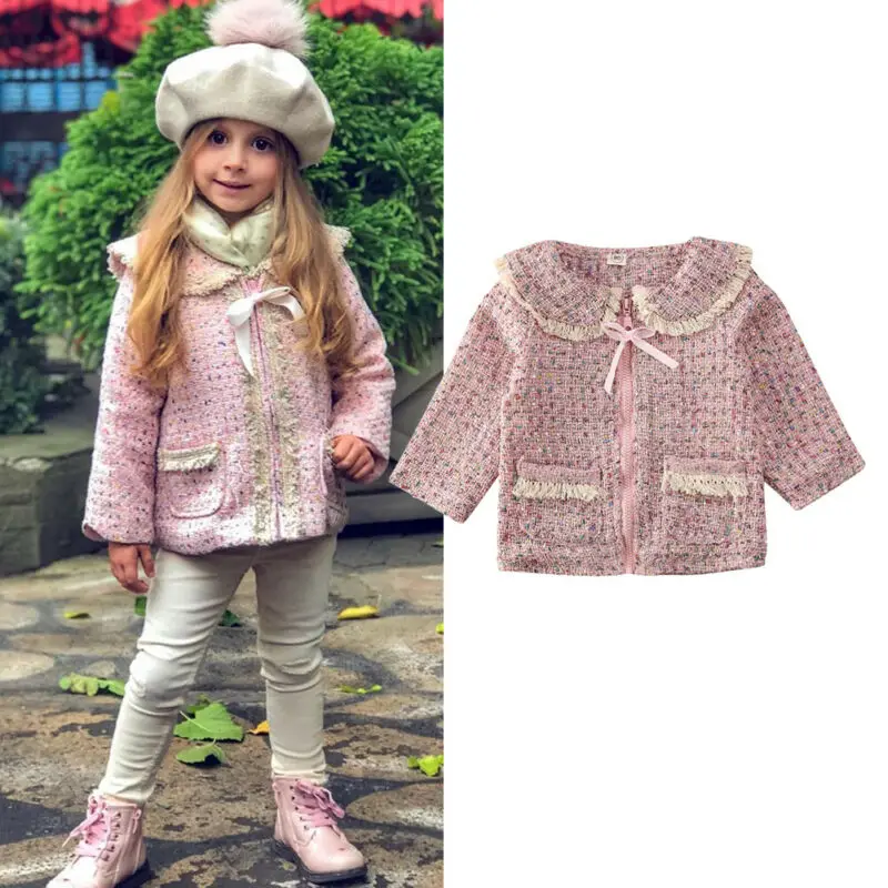 Весна-Осень 2020 одежда для маленьких принцесс зимняя девочек пальто на молнии с